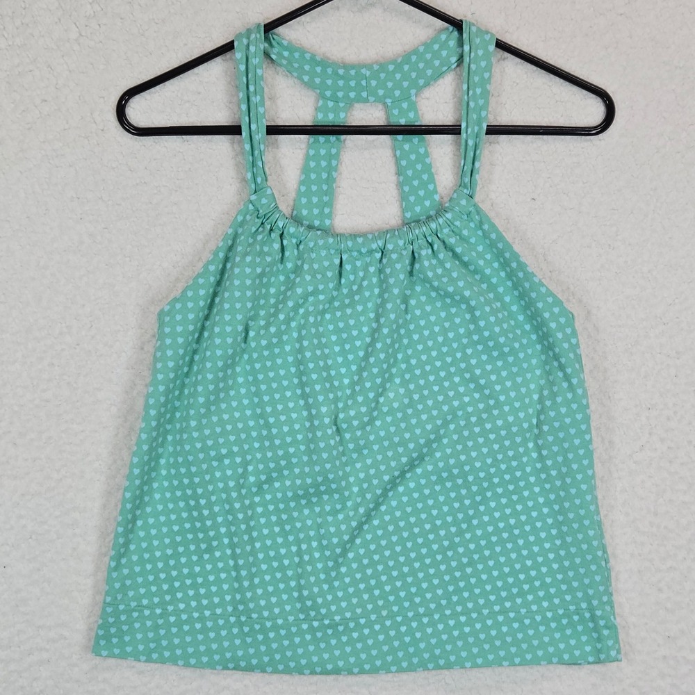 Marc Jacobs Womens Heart Print Tank Top S Mint Green Racerback Y2K Coquette Soft